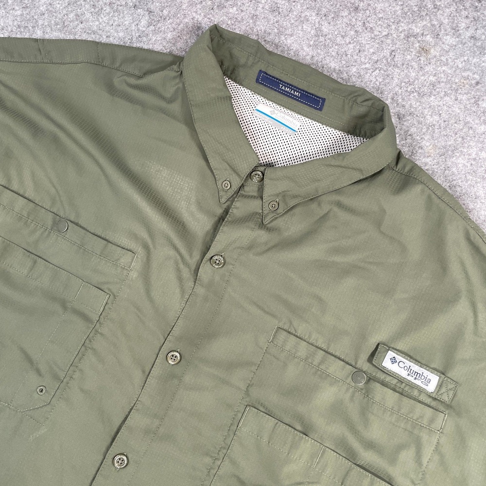 Columbia Tamiami Mens Shirt 4X/4TF Olive Short Sleeve Outdoor Vented Shade